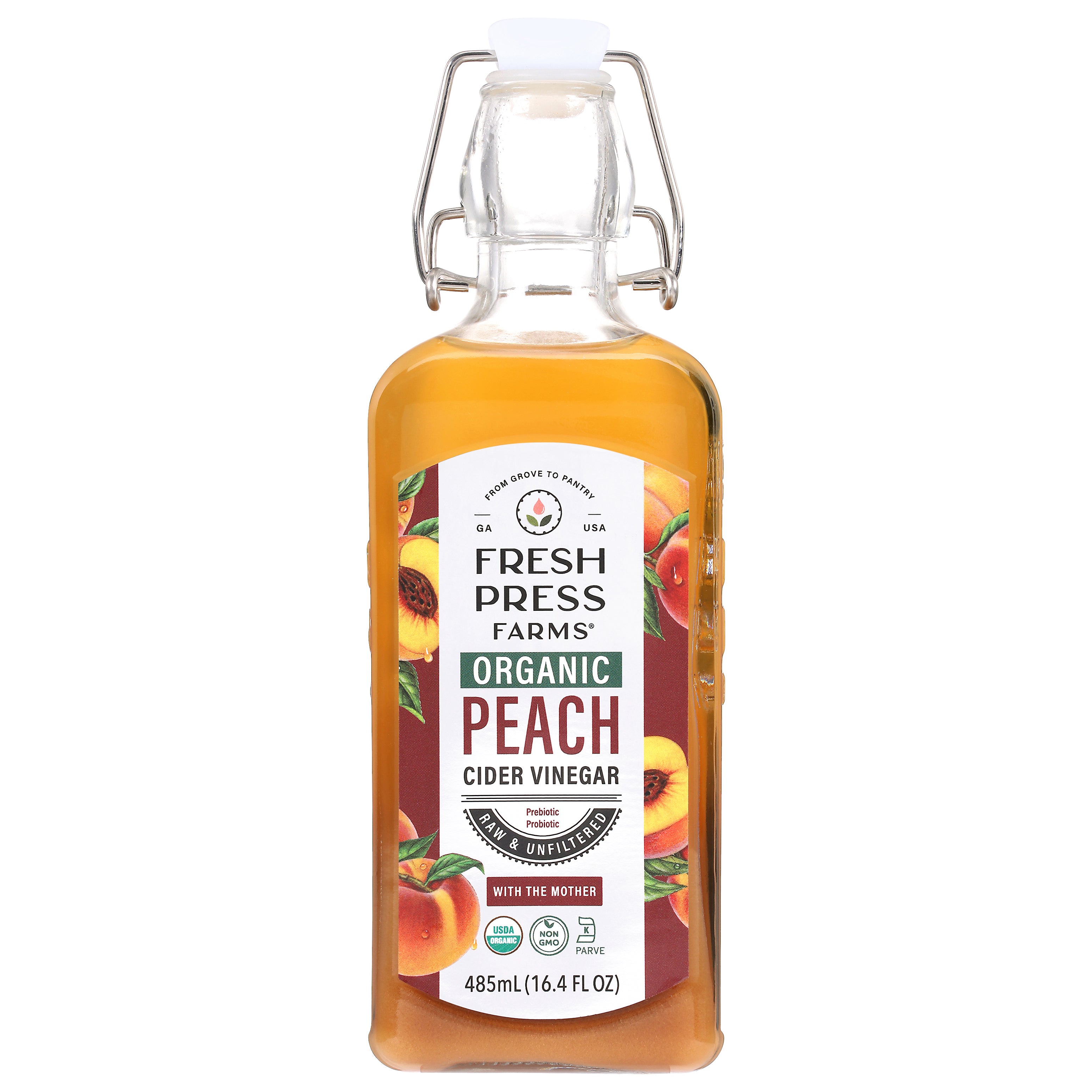 Fresh Press Farms Organic Peach Cider Vinegar 16.4 fl oz - Case of 6
