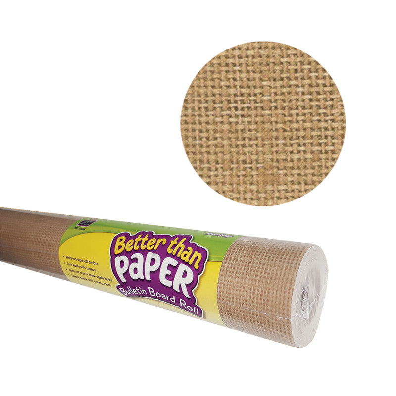 TEACHER CREATED RESOURCES - Better Than Paper® Bulletin Board Roll, 4' x 12', Burlap Design, 4 Rolls