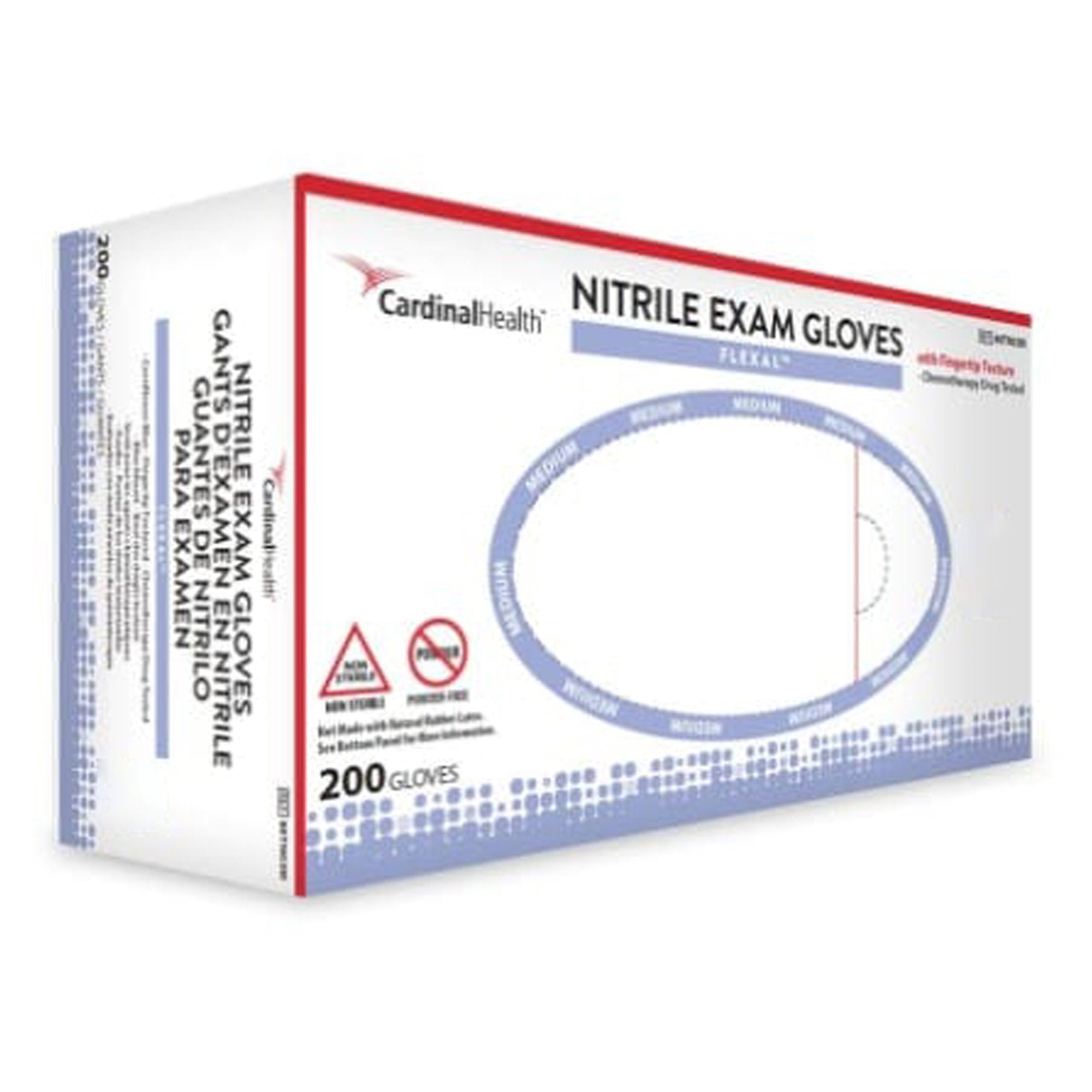 Cardinal - Exam Glove FLEXAL™ Nitrile Small NonSterile Nitrile Standard Cuff Length Textured Fingertips Blue Chemo Tested [200/BX]