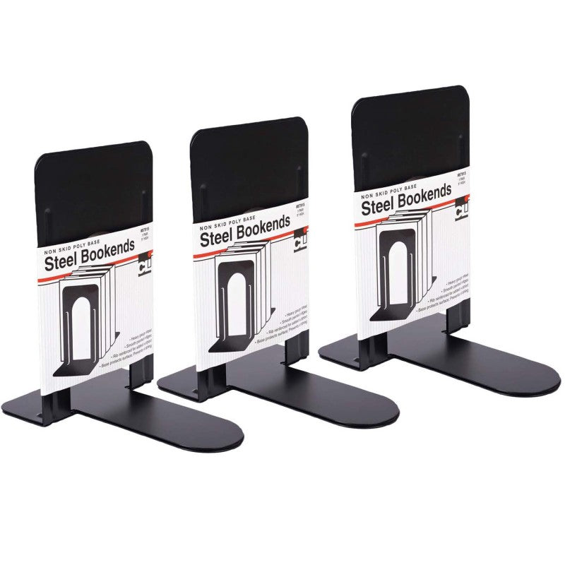 CHARLES LEONARD - Bookends, 9" Height, Black, 2 Per Set, 3 Sets