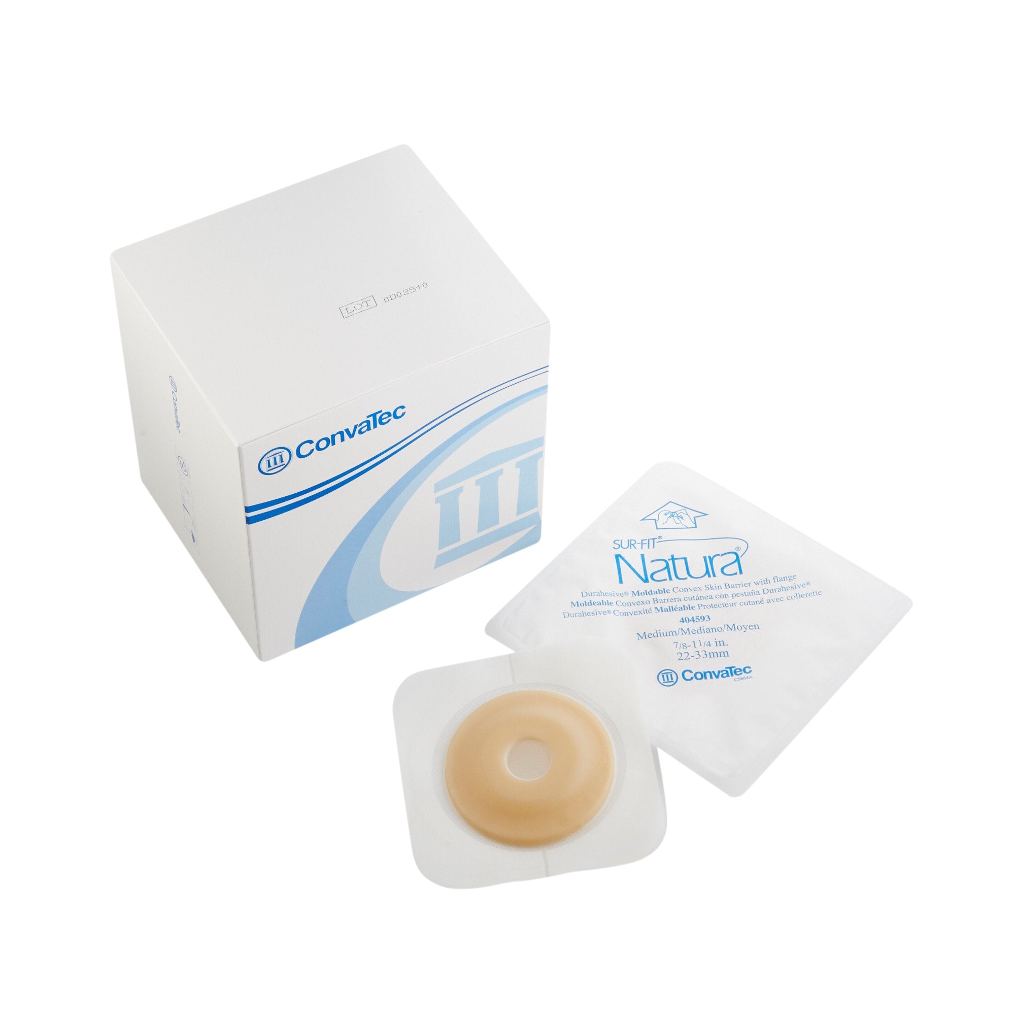 ConvaTec - Ostomy Barrier Sur-Fit Natura® Durahesive® Moldable, Extended Wear Acrylic Tape 45 mm Flange Sur-Fit Natura® System Hydrocolloid 7/8 to 1-1/4 Inch Opening 4-1/2 X 4-1/2 Inch [10/BX]