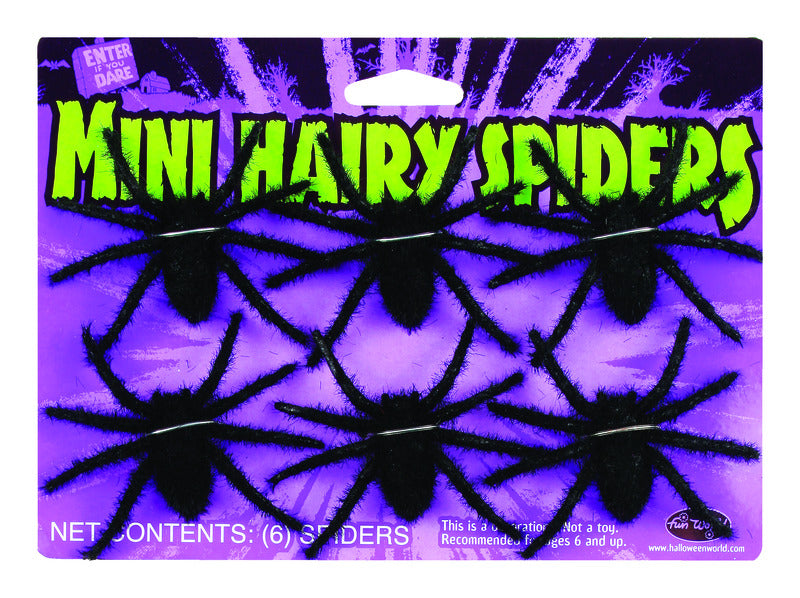 FUN WORLD - Fun World 5 in. Mini Hairy Spiders Halloween Decor - Case of 12