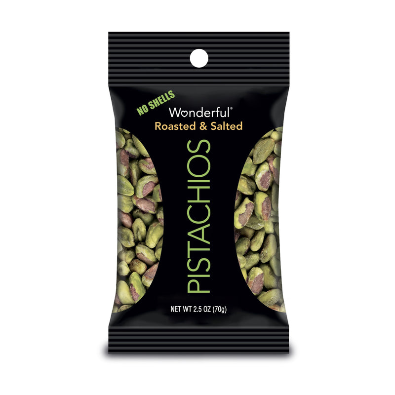 WONDERFUL - Wonderful No Shell Roasted/Salted Pistachios 2.5 oz Pegged - Case of 8