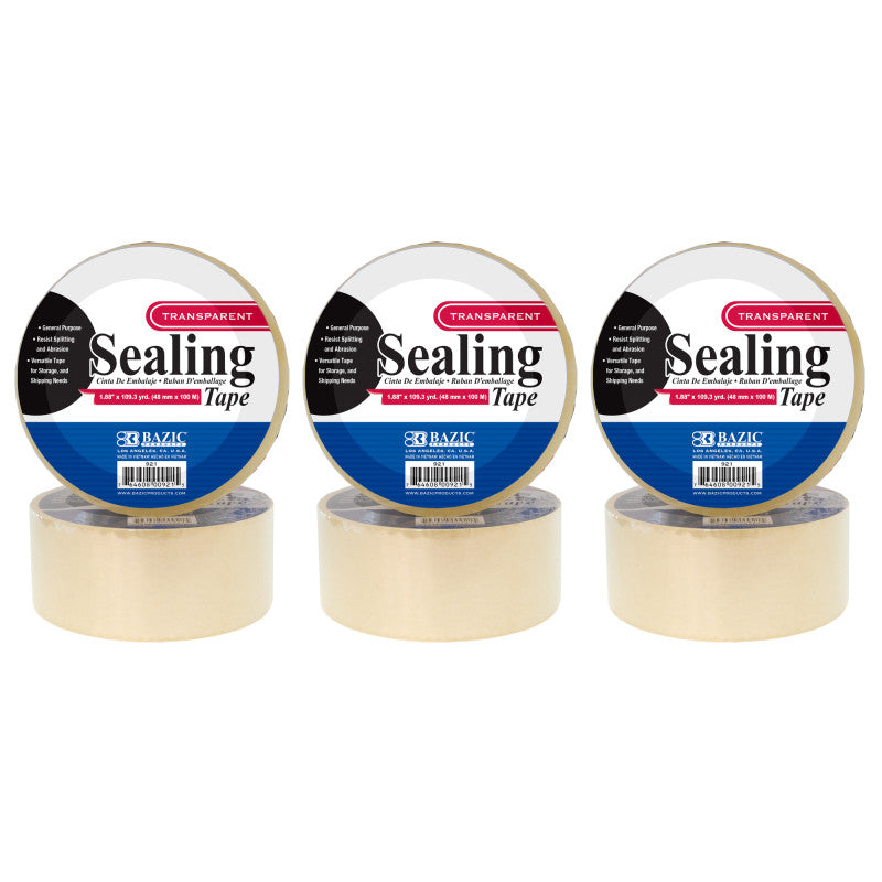 BAZIC PRODUCTS - Clear Packaging Tape Roll, 1.88" x 109.3 Yards, Pack of 6
