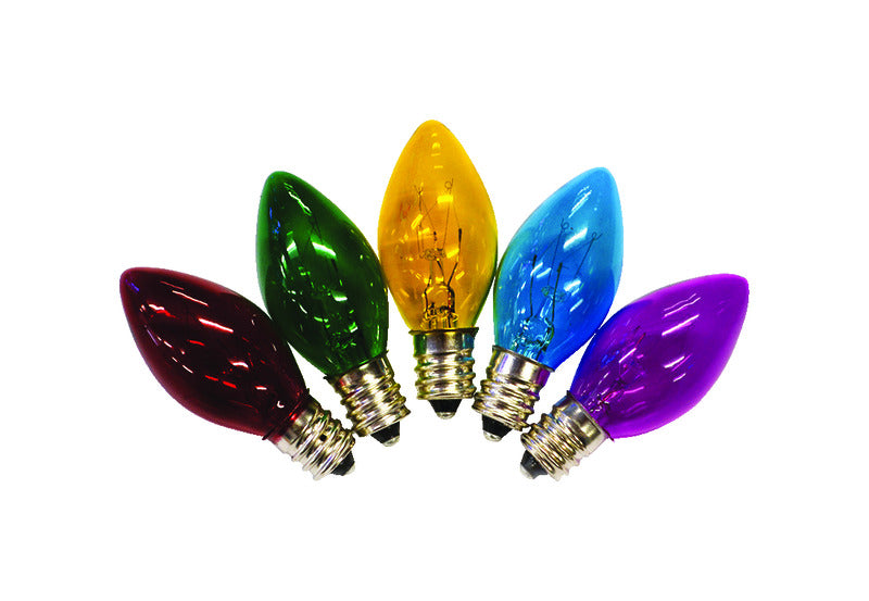 HOLIDAY BRIGHT LIGHTS - Holiday Bright Lights Incandescent C7 Multicolored 25 ct Replacement Christmas Light Bulbs 0.08 ft. [BU25C7X3-TMUA]