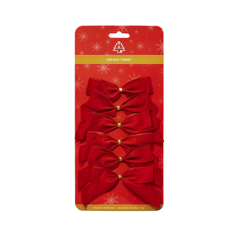HOLIDAY TRIMS - Holiday Trims Red 2 Loop Christmas Bow 3.5 in.