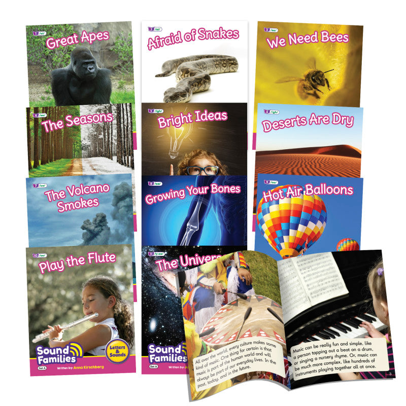 BEANSTALK BOOKS - Sound Families Decodable Readers Long Vowels Non-Fiction Phase 5.5, Set of 12