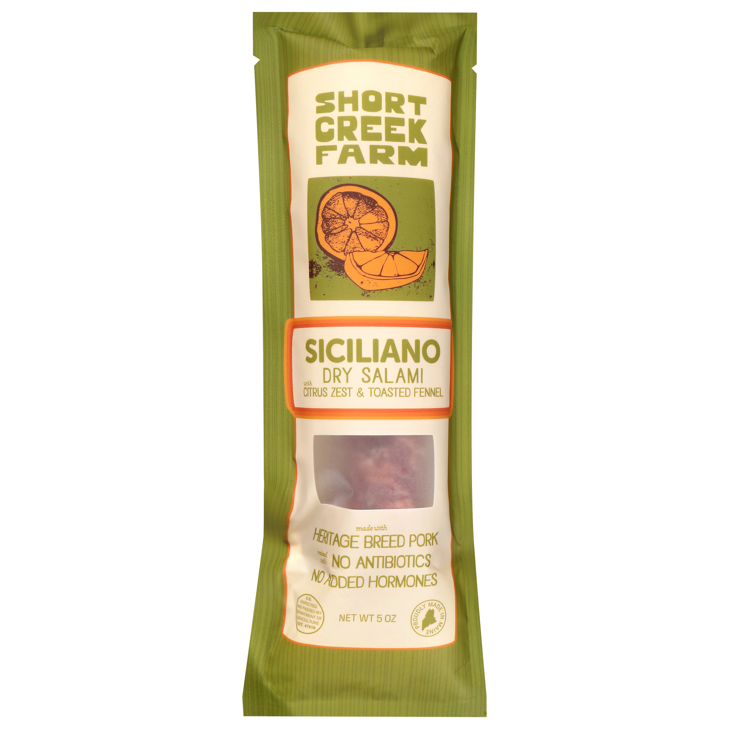 Short Creek Farm Medium Siciliano Dry Salami with Citrus Zest & Toasted Fennel 5 oz - Case of 8