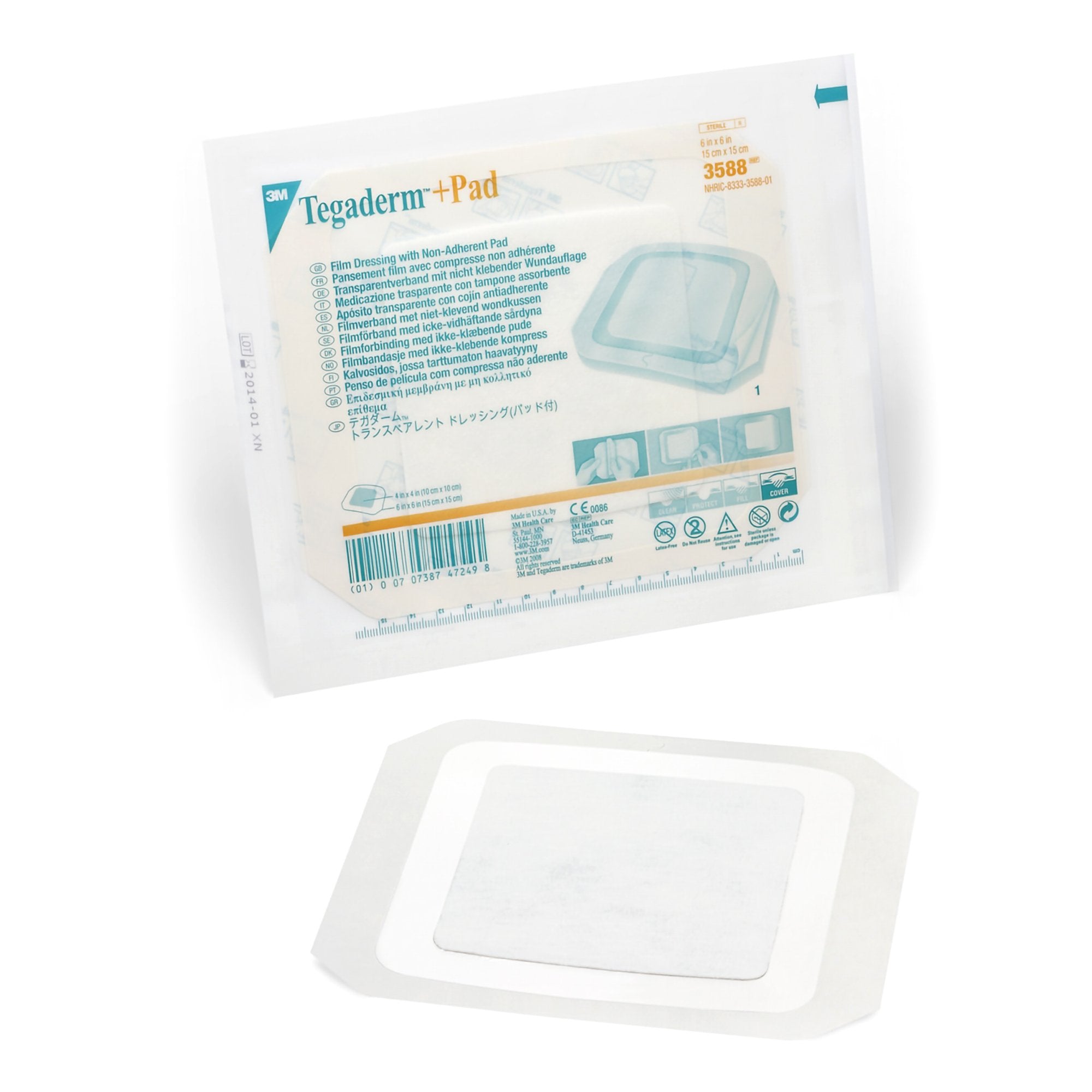 Solventum Corporation - Transparent Film Dressing with Pad 3M™ Tegaderm™ +Pad 6 X 6 Inch Frame Style Delivery Square Sterile [1/EA]