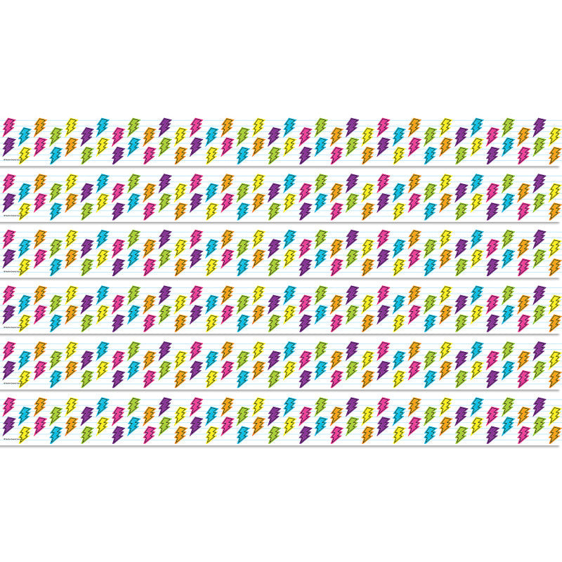 TEACHER CREATED RESOURCES - Brights 4Ever Lightning Bolts Straight Border Trim, 35 Feet Per Pack, 6 Packs