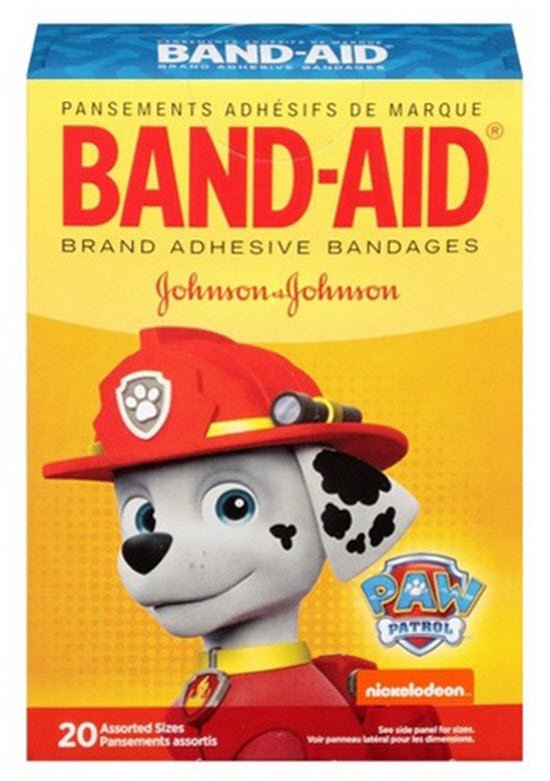 Johnson & Johnson Consumer - Adhesive Strip Band-Aid® 5/8 X 2-1/4 Inch / 3/4 X 3 Inch Plastic Rectangle / Round Kid Design (Paw Patrol) Sterile [20/BX]