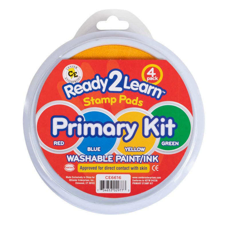 READY 2 LEARN - Jumbo Circular Washable Stamp Pads - Primary - Set of 4