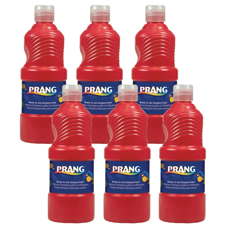 PRANG - Ready-to-Use Tempera Paint, Red, 16 oz, Pack of 6