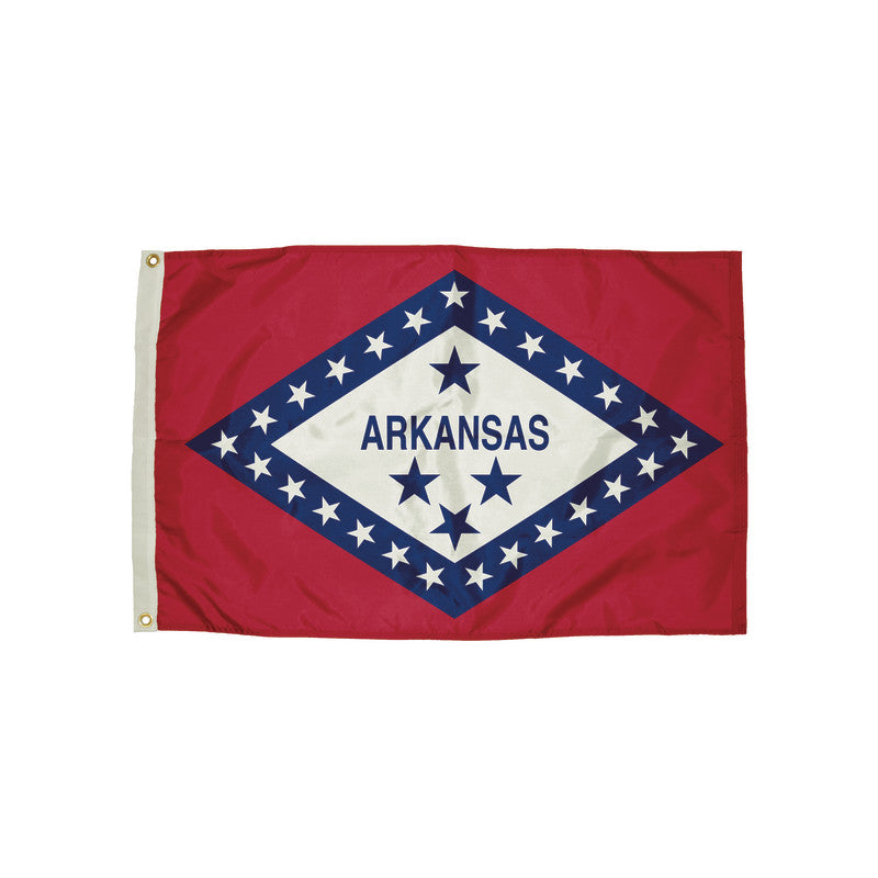 FLAGZONE - Durawavez Nylon Outdoor Flag with Heading & Grommets, Arkansas, 3ft x 5ft