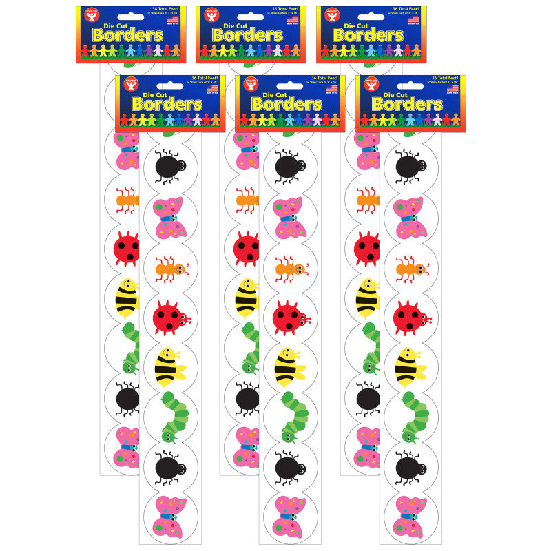 HYGLOSS - Bugs Border, 12 Strips/36 Feet Per Pack, 6 Packs