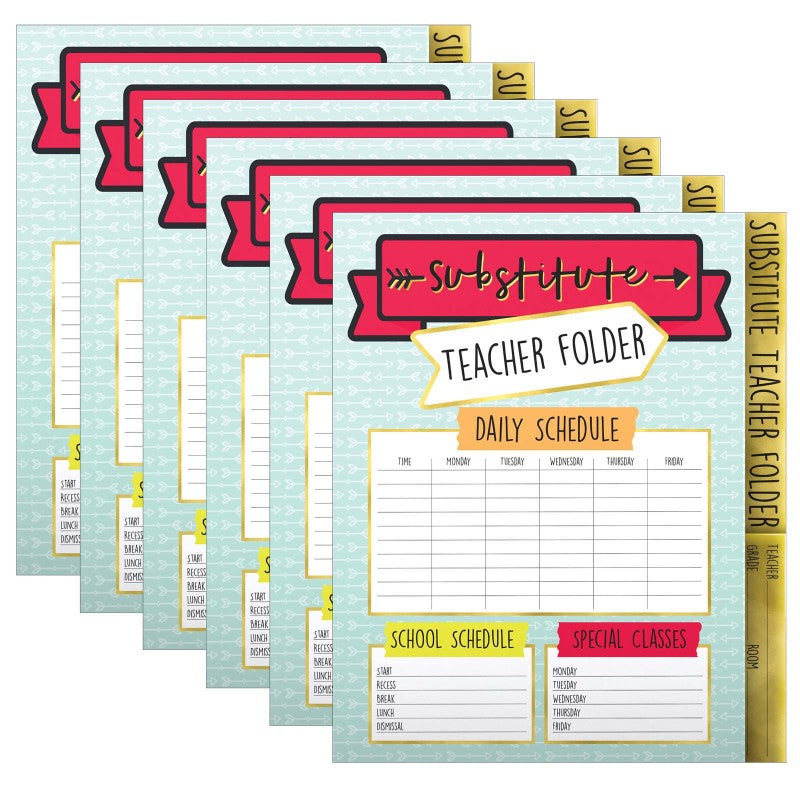 CARSON DELLOSA EDUCATION - Aim High Substitute Teacher Folder, Grade PK-8, Pack of 6