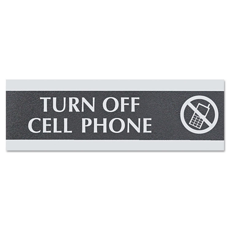 Headline Sign - Century Series Office Sign,TURN OFF CELL PHONE, 9 x 3