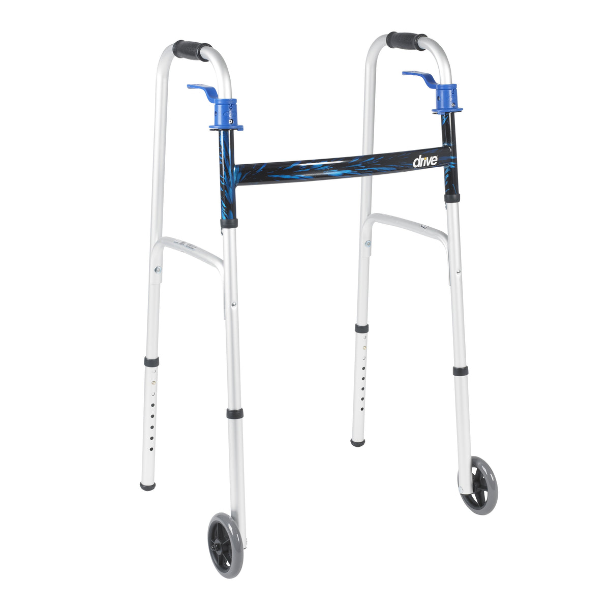 Drive Medical - Dual Trigger Release Folding Walker with Wheels Adjustable Height drive™ Aluminum Frame 350 lbs. Weight Capacity 32 to 39 Inch Height [1/EA]