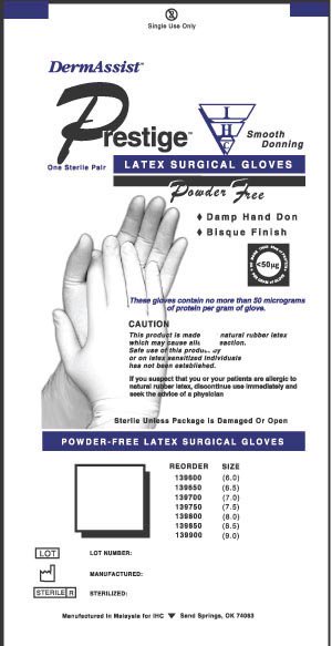 Innovative Healthcare Corp - Surgical Glove DermAssist® Prestige® DHD Size 6 Sterile Latex Standard Cuff Length Smooth Ivory Not Chemo Approved [200/CS]