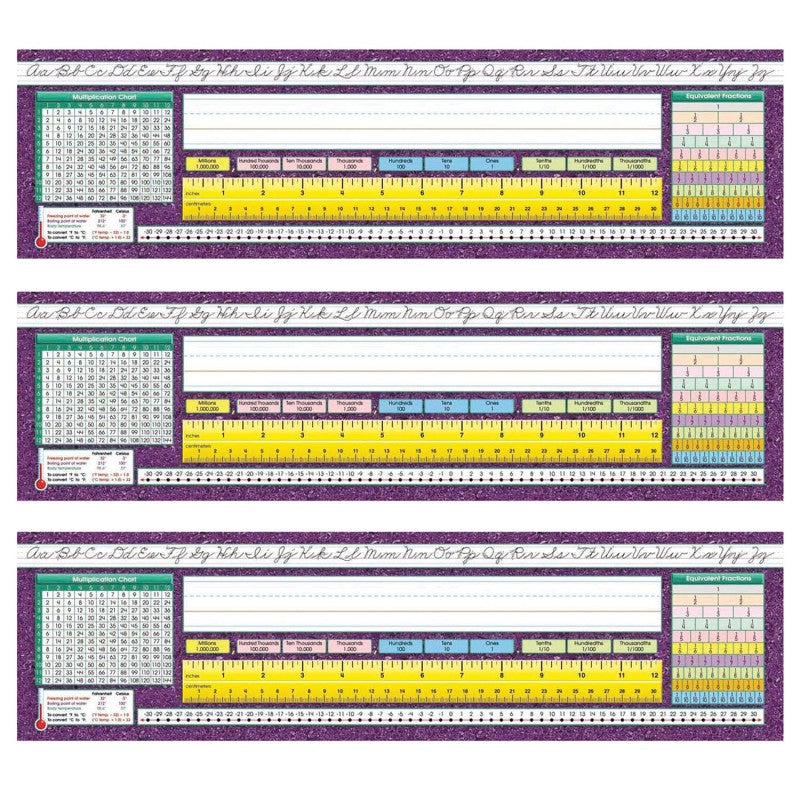 NORTH STAR TEACHER RESOURCES - Traditional Cursive Intermediate Desk Plates, 19" x 5", 36 Per Pack, 3 Packs