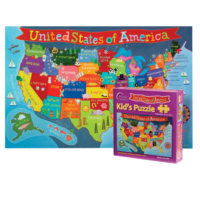 ROUND WORLD PRODUCTS - Kid's Jigsaw Puzzle, United States, 13" x 19", 100 Pieces