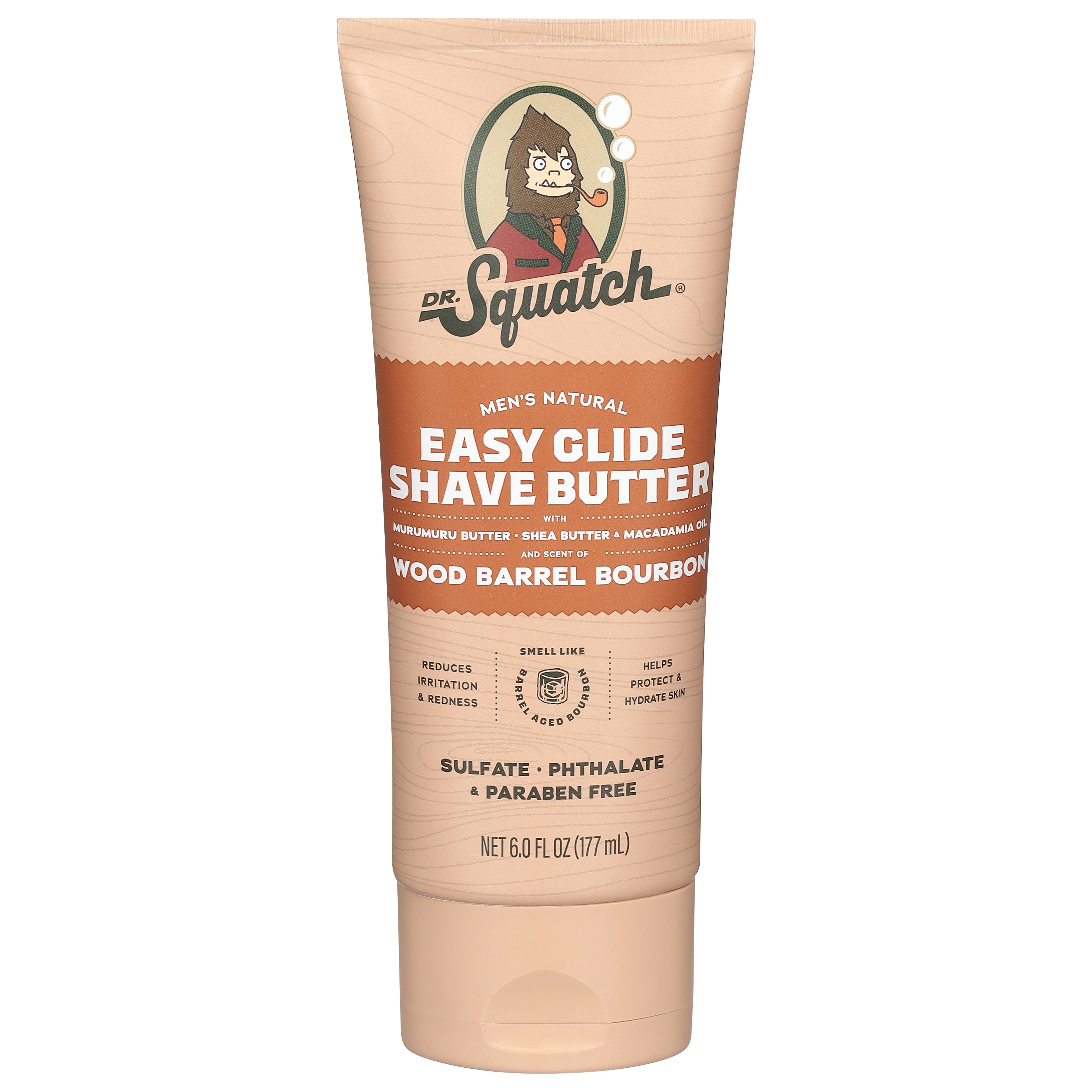 Dr. Squatch Men's Natural Easy Glide Wood Barrel Bourbon Shave Butter 6.0 fl oz - Case of 1