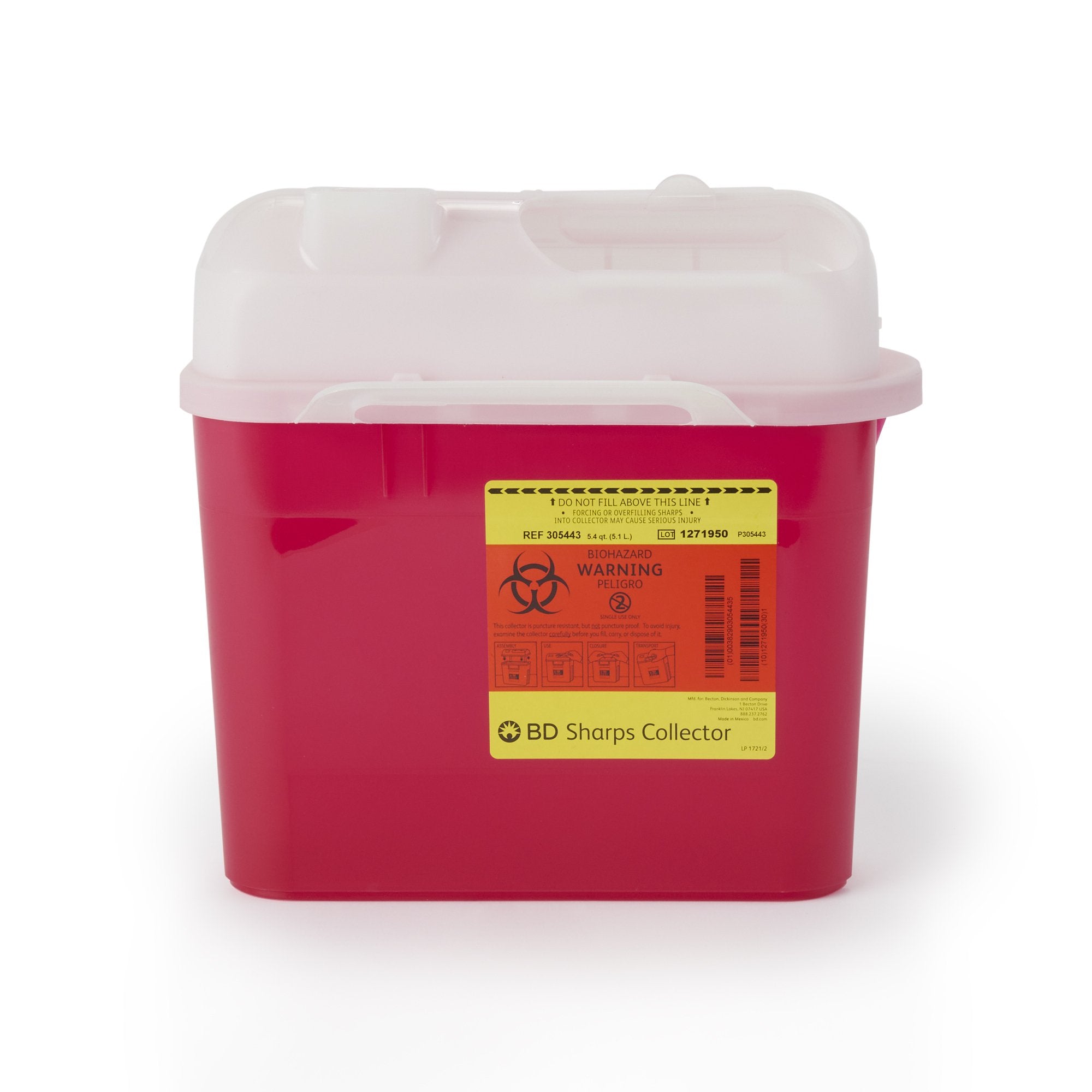 BD - Sharps Container BD™ Gardian Red Base 11-7/10 H X 16-3/5 W X 4-1/2 D Inch Horizontal Entry 1.35 Gallon [1/EA]