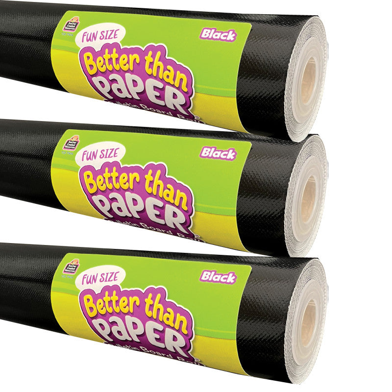 TEACHER CREATED RESOURCES - Fun Size Better Than Paper® Bulletin Board Roll, 18" x 12', Black, Pack of 3