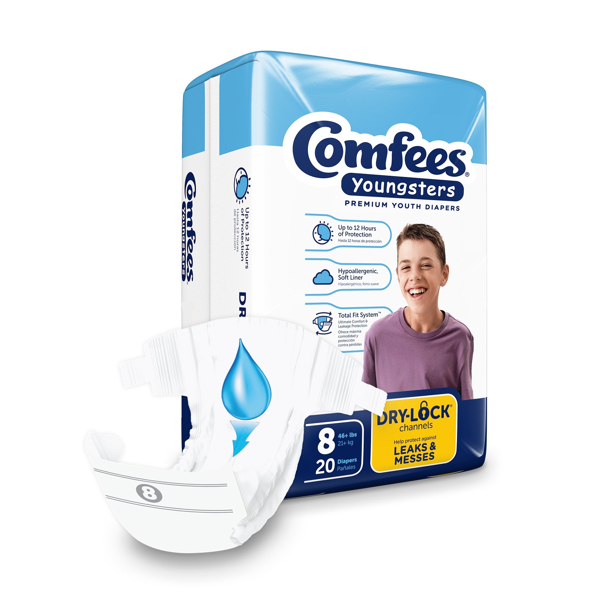 Attends Healthcare Products - Unisex Youth Incontinence Brief Comfees® Youngsters Size 8 Disposable Heavy Absorbency [20/BG]