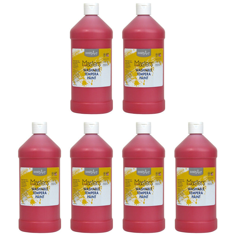 HANDY ART - Little Masters® Washable Tempera Paint, Red, 32 oz., Pack of 6