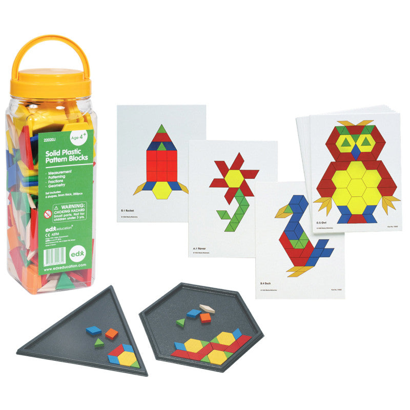 LEARNING ADVANTAGE - Pattern Blocks Kit - Activity Cards, Blocks & Trays