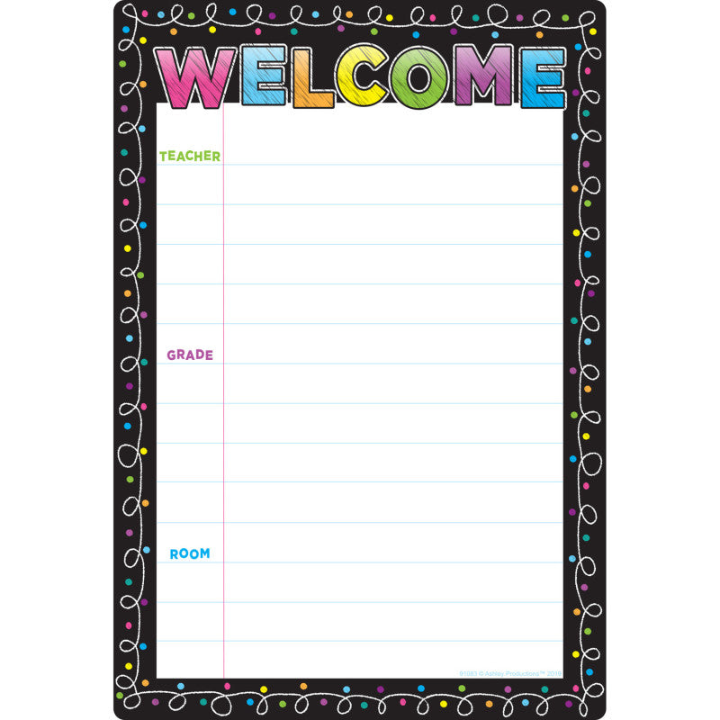 Smart Poly® Chart Chalk Dots Welcome, 13" x 19"