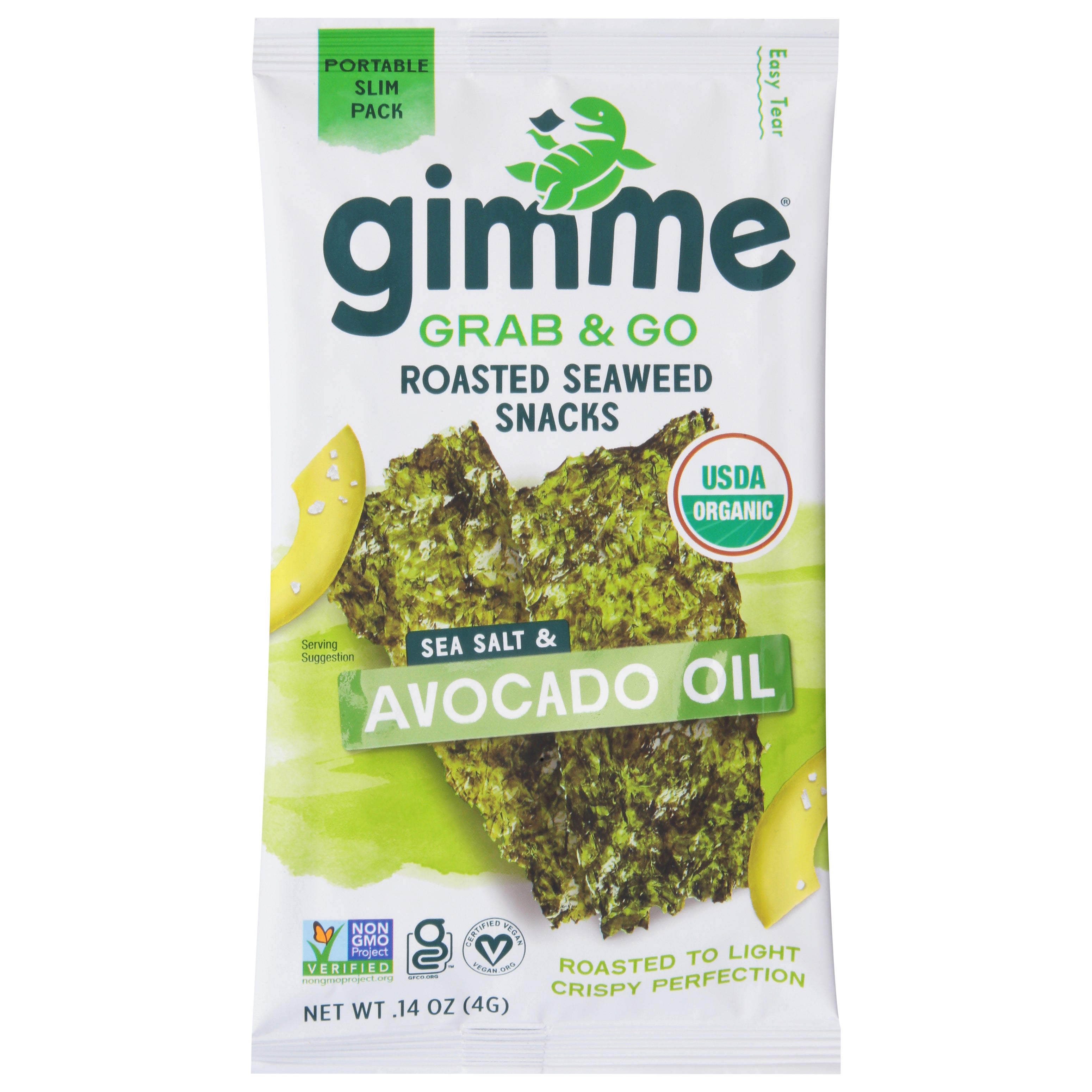 gimMe Grab & Go Roasted Sea Salt & Avocado Oil Seaweed Snacks 0.14 oz - Case of 30