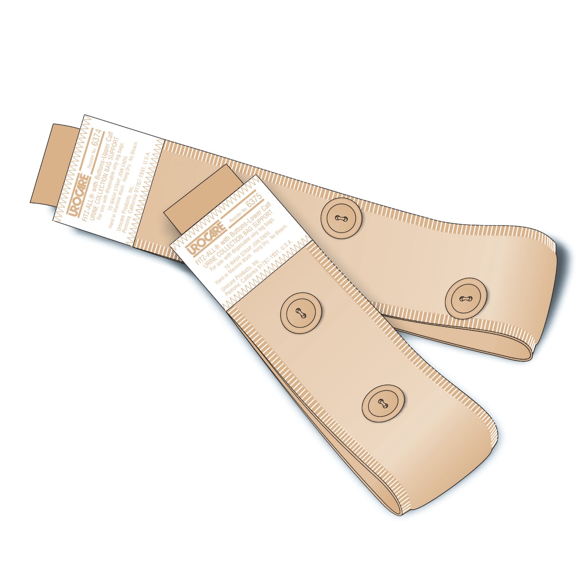 Urocare Products - Fabric Leg Straps with Buttons Fitz-All® Upper Fits Up to 24 Inch, Lower Fits Up to 18 Inch, NonSterile [2/PK]