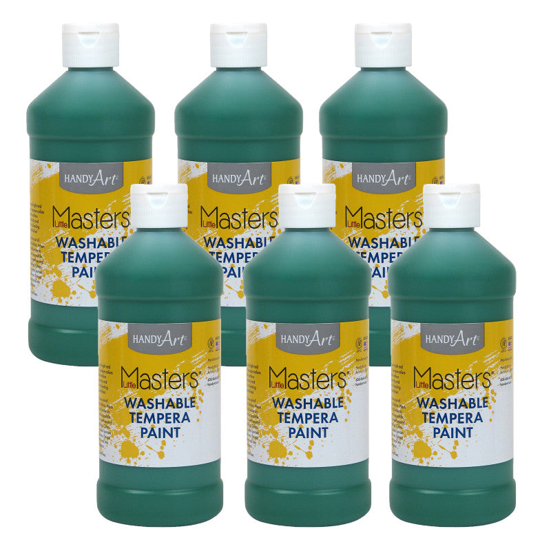 HANDY ART - Little Masters® Washable Tempera Paint, Green, 16 oz., Pack of 6