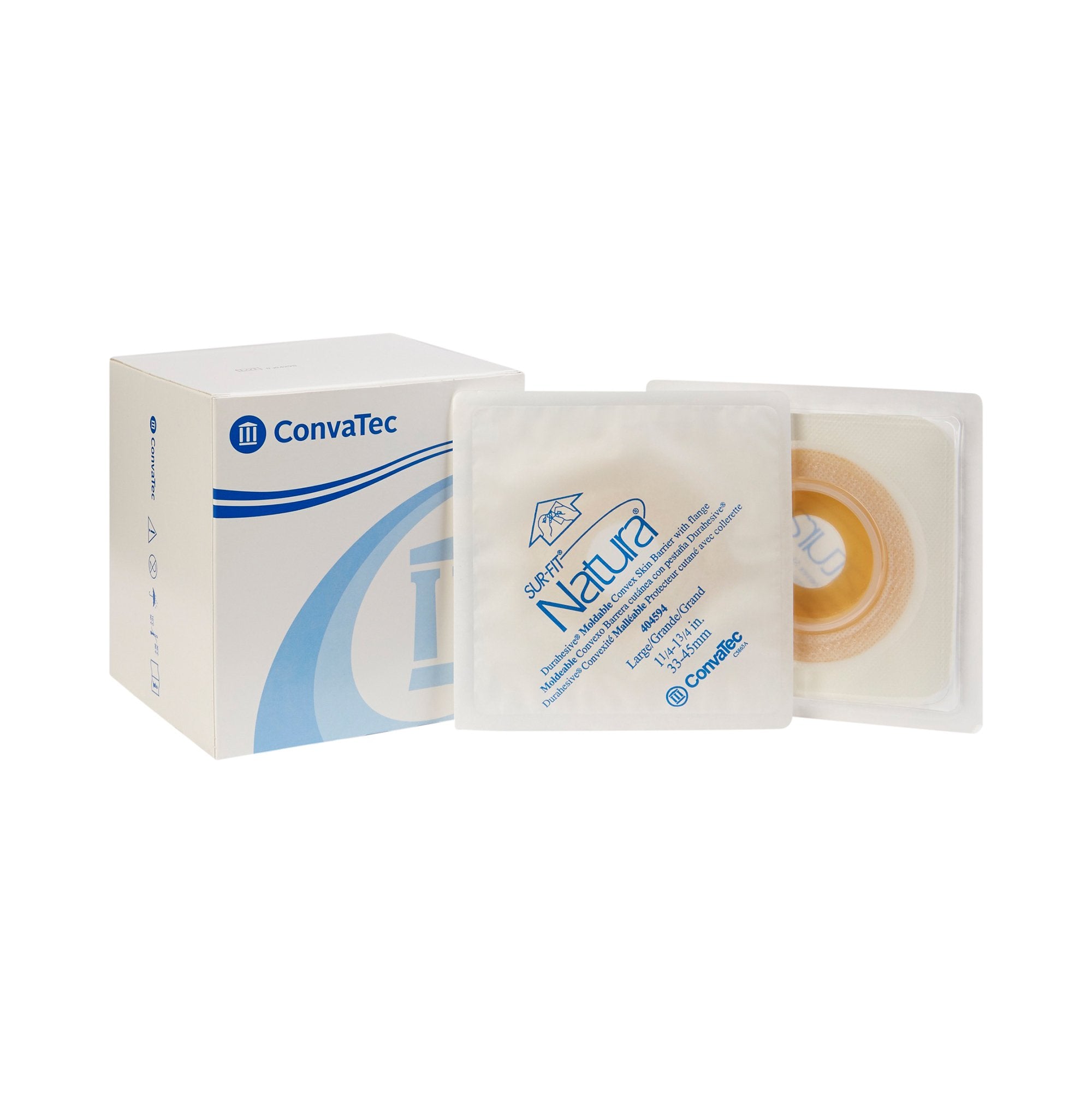 ConvaTec - Ostomy Barrier Sur-Fit Natura® Durahesive® Moldable, Extended Wear Acrylic Tape 57 mm Flange Universal System Hydrocolloid 1-1/4 to 1-3/4 Inch Opening 4-1/2 X 4-1/2 Inch [1/EA]