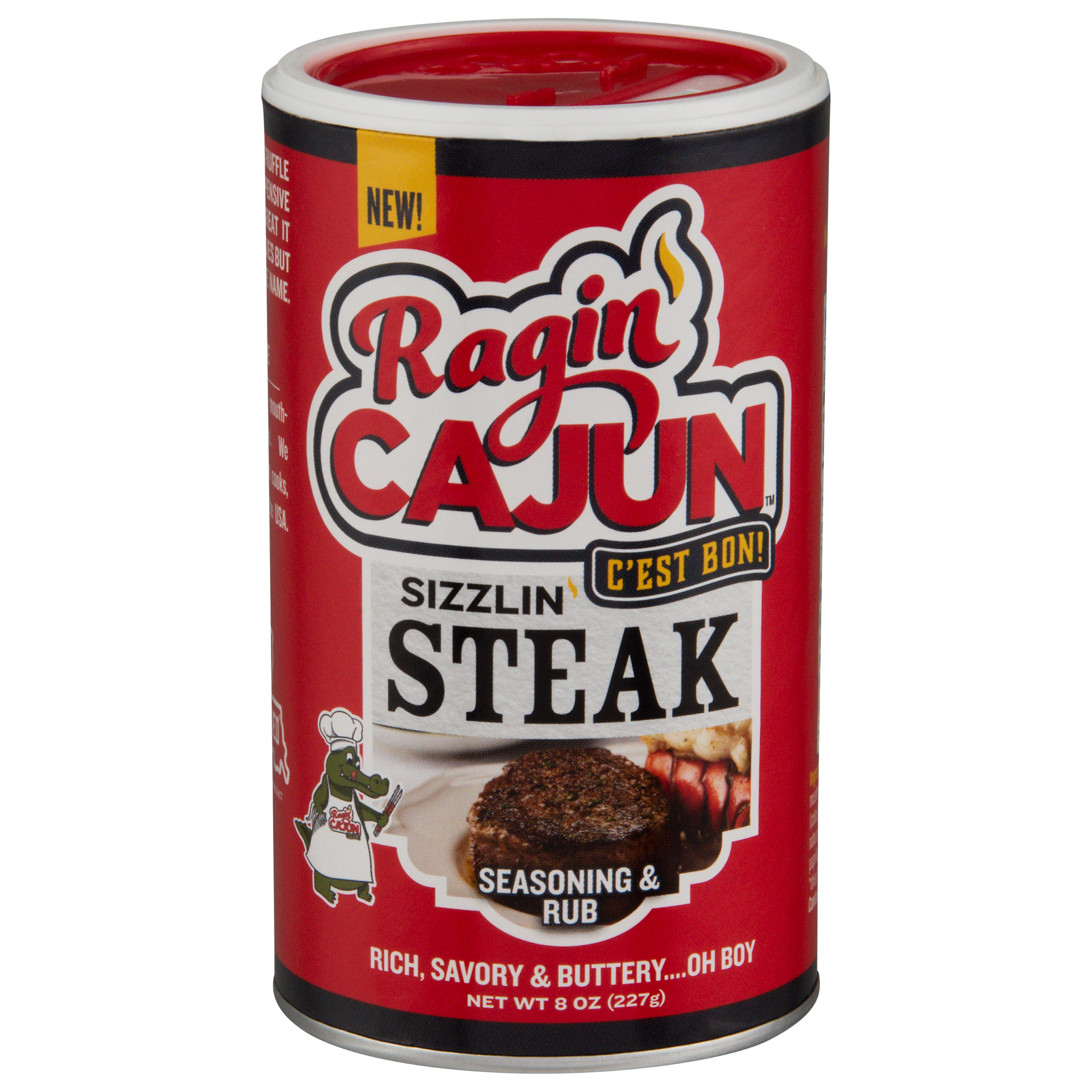 Ragin' Cajun Sizzlin Steak Seasoning & Rub 8 oz - Case of 6