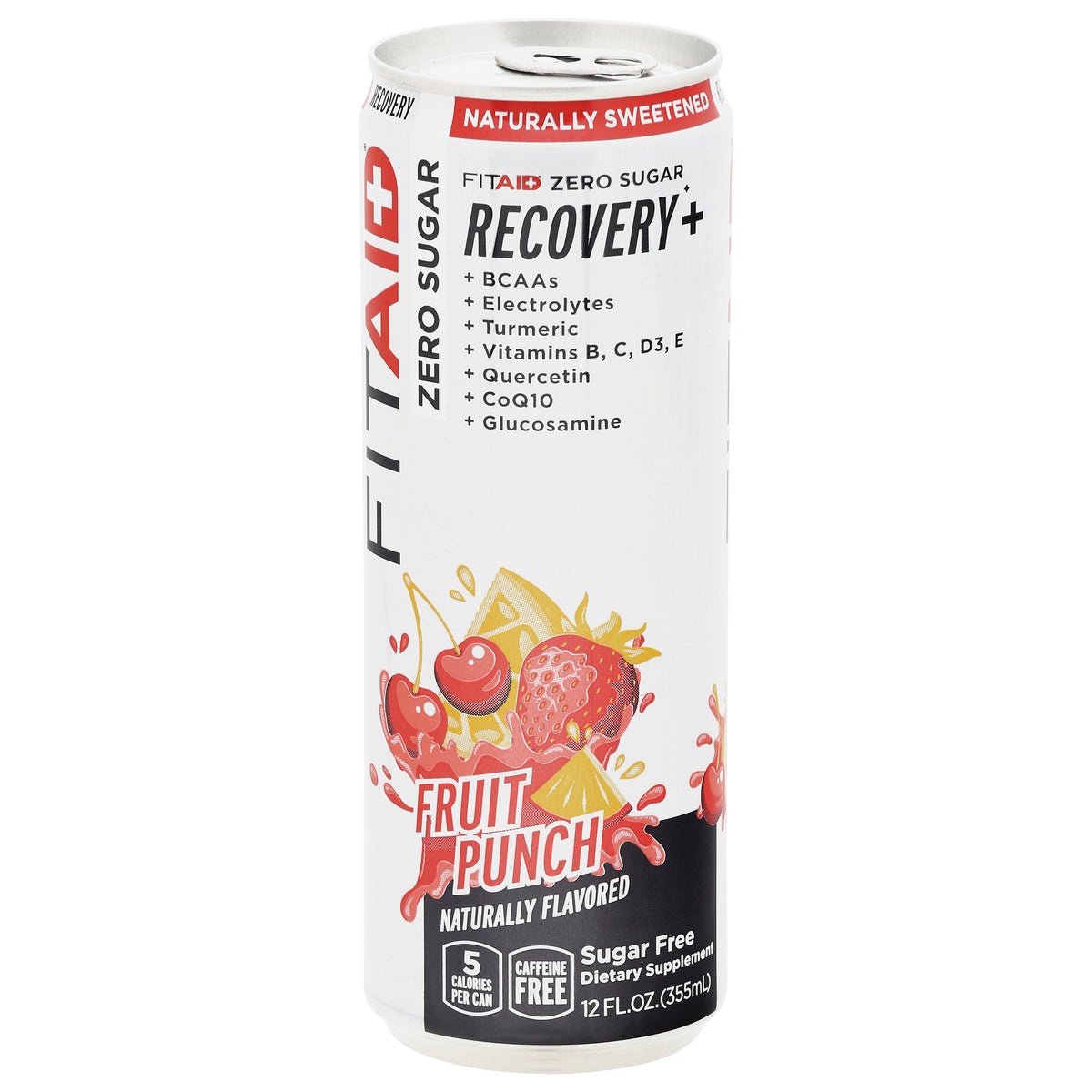 FitAid Zero Sugar Recovery+ Fruit Punch Post-Workout Drink 12 fl oz - Case of 12