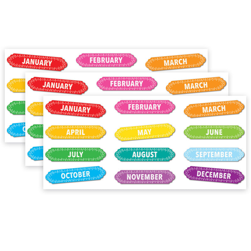 ASHLEY PRODUCTIONS - Magnetic Die-Cut Timesavers & Labels, Months of the Year, Chalk Loops, 12 Per Pack, 3 Packs