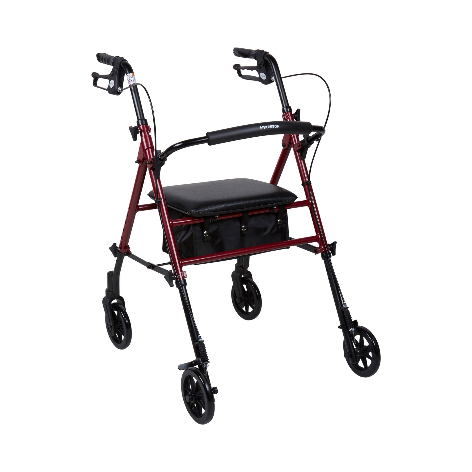McKesson Brand - 4 Wheel Rollator McKesson Red Adjustable Height / Folding Aluminum Frame [1/EA] (1095248_EA)