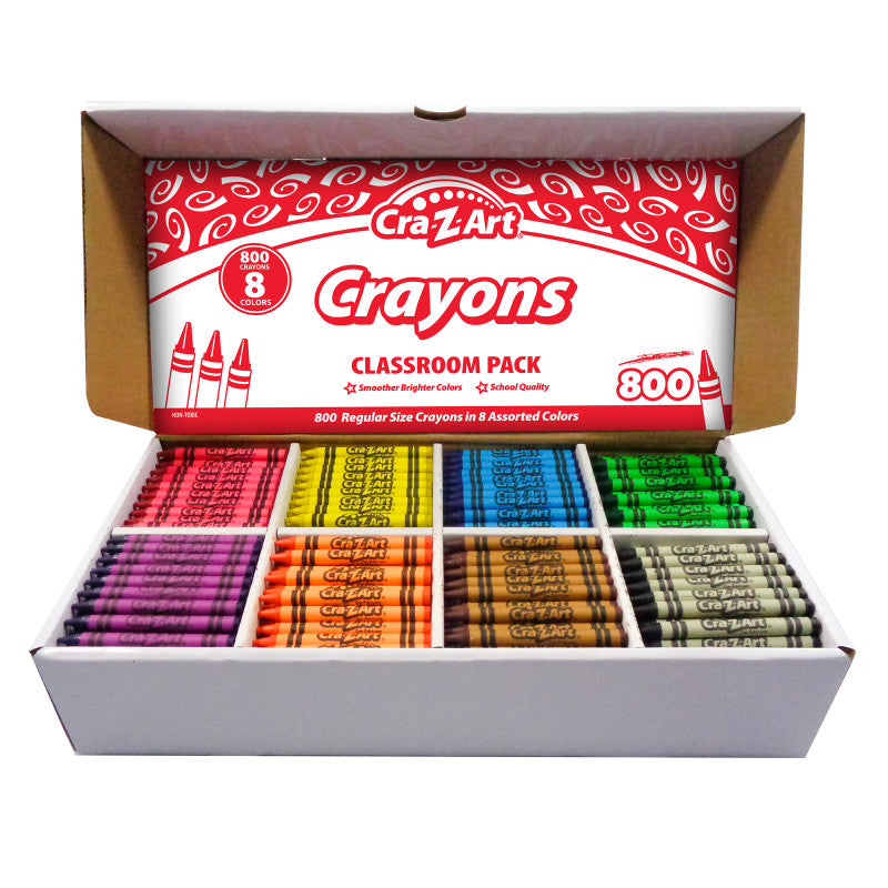 CRA-Z-ART - Crayon Classroom Pack, 8 Color, Box of 800