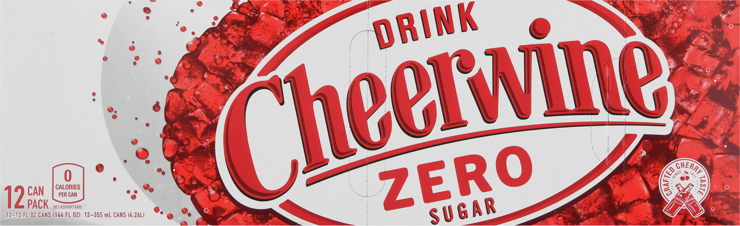 Cheerwine 12 Can Pack Zero Sugar Soft Drink 12 - 12 fl oz - Case of 1