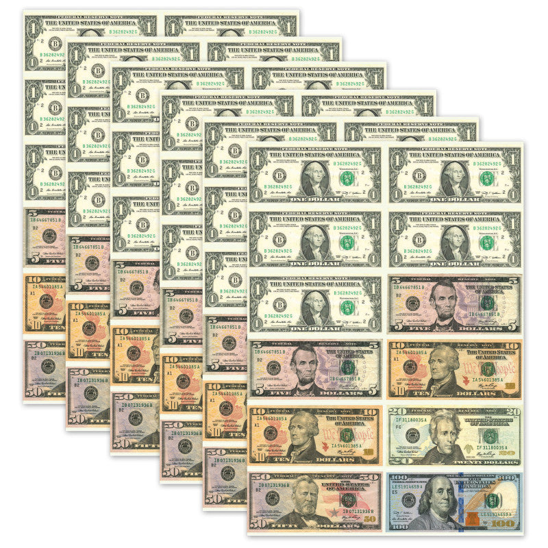 ASHLEY PRODUCTIONS - Math Die-Cut Magnets, U.S. Dollars, 12 Per Pack, 6 Packs