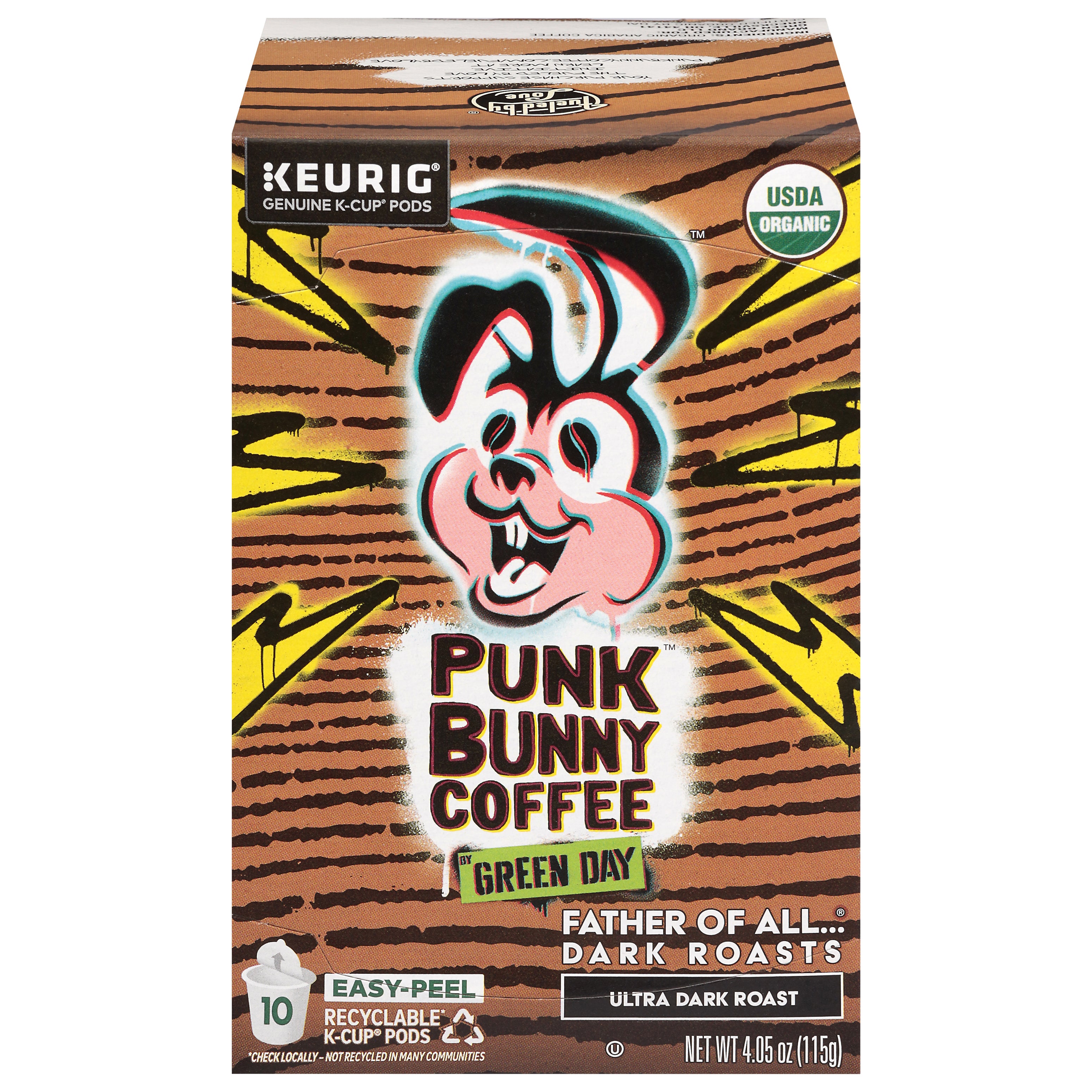 Punk Bunny Coffee Ultra Dark Roast Coffee 10 K-Cup Pods - Case of 6