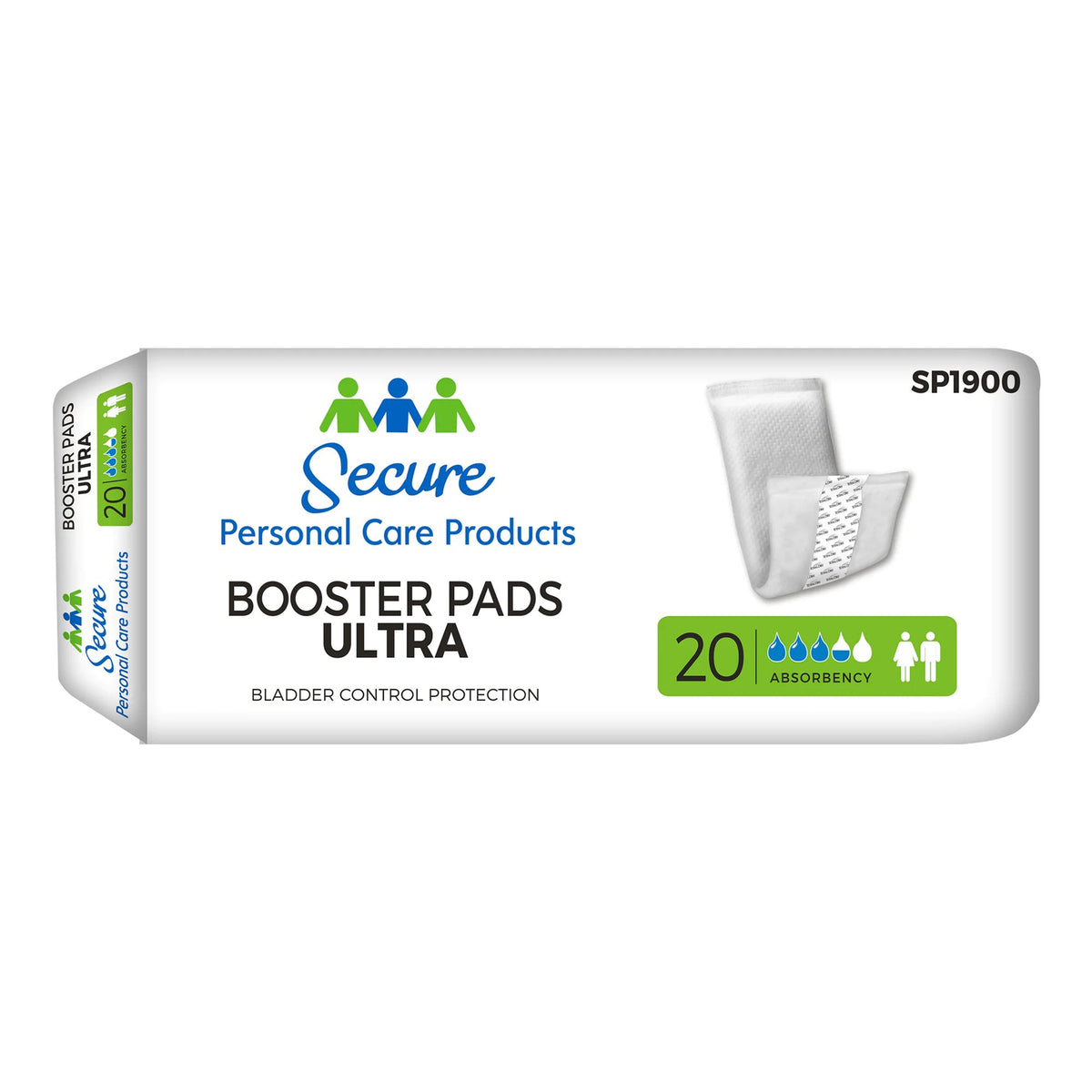 Secure Personal Care Products - Booster Pad Secure Booster Pad Ultra 13 Inch Length Heavy Absorbency SecureLoc Core One Size Fits Most [20/BG]