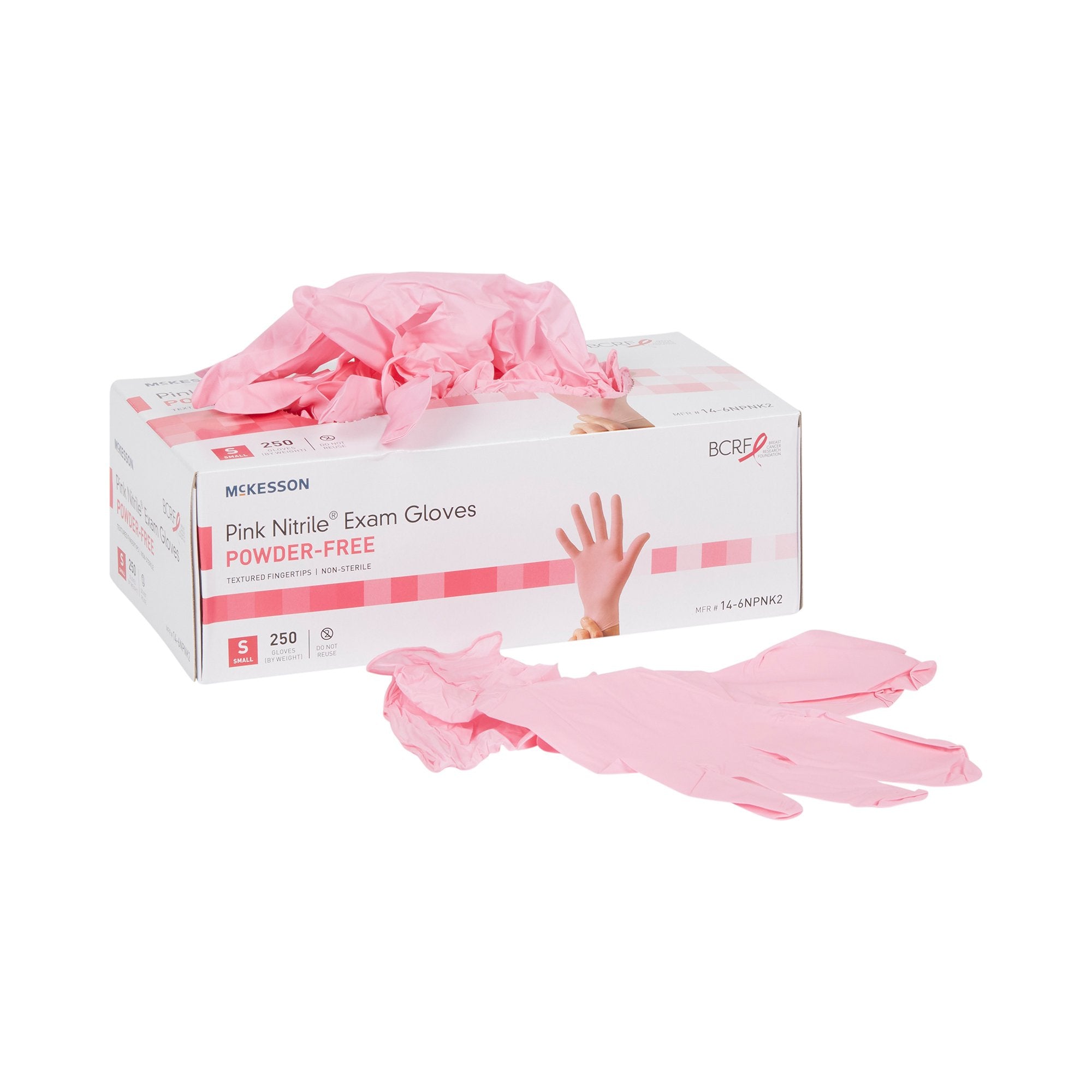 McKesson Brand - Exam Glove McKesson Pink Nitrile® Small NonSterile Nitrile Standard Cuff Length Textured Fingertips Pink Not Rated [250/BX]