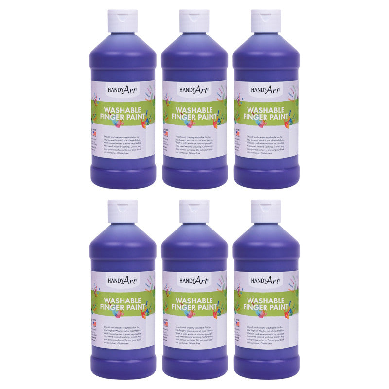 HANDY ART - Washable Finger Paint, Violet, 16 oz., Pack of 6