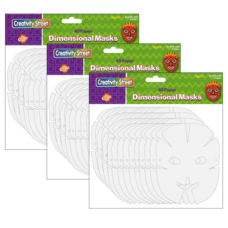CREATIVITY STREET - Die-Cut Dimensional Paper Masks, 10-1/2" x 8-1/4", 40 Per Pack, 3 Packs