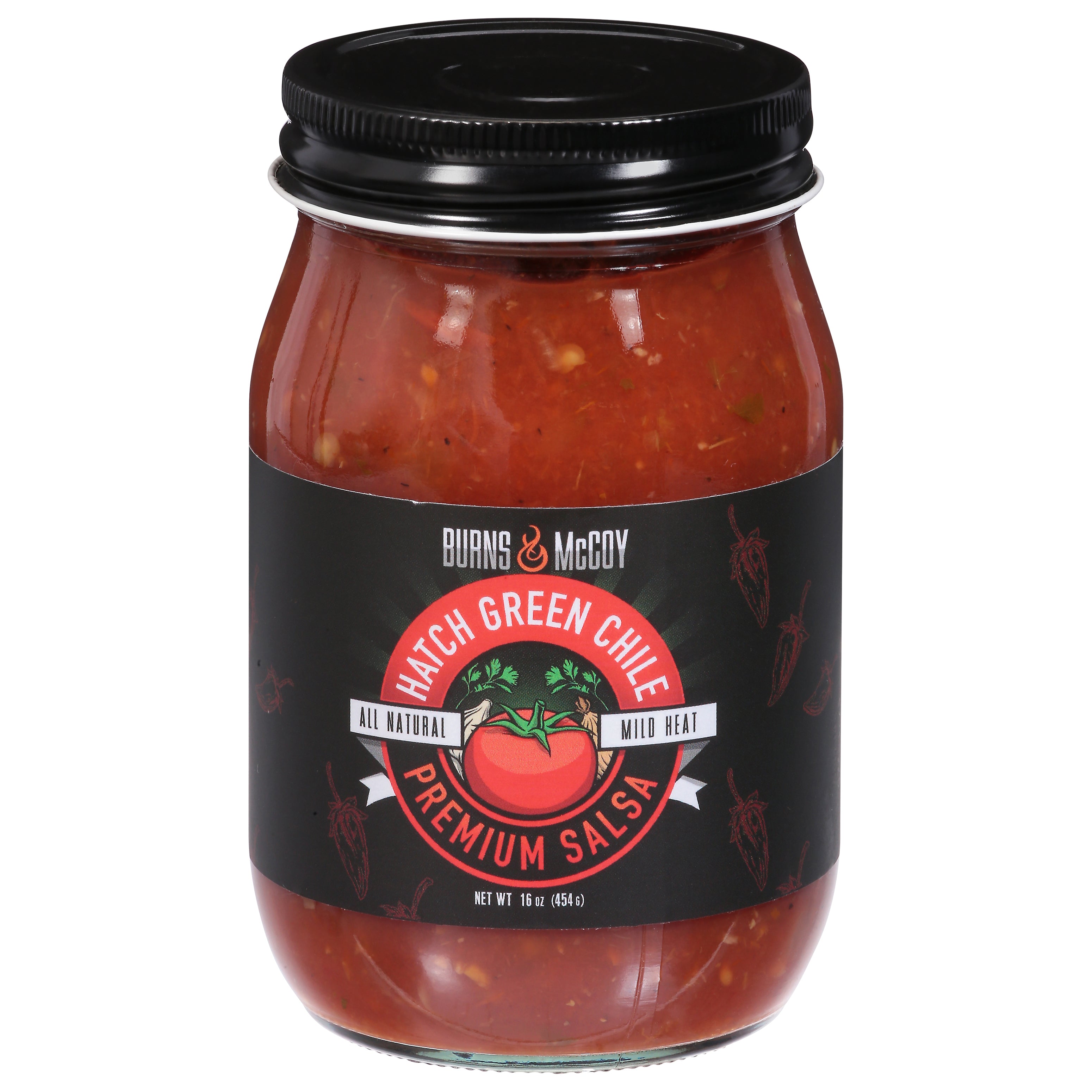 Burns and McCoy Mild Heat Premium Green Chile Salsa 16 oz - Case of 12