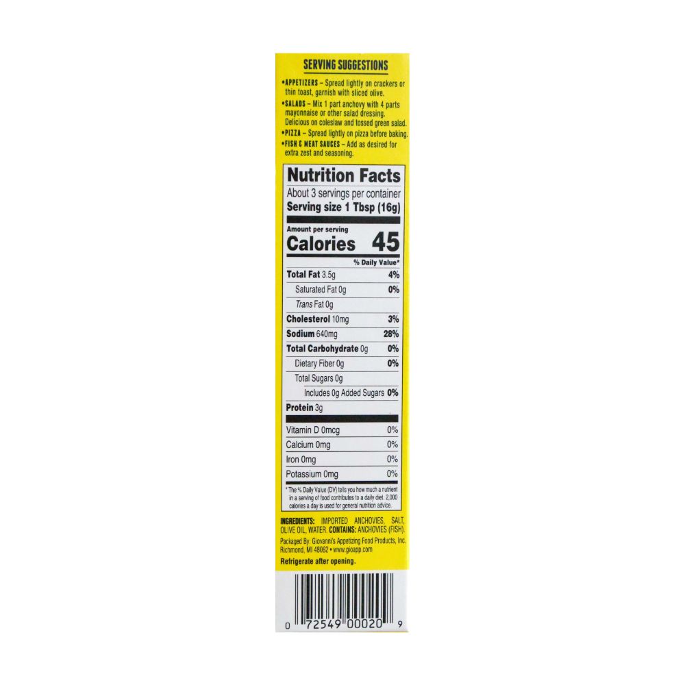 Giovanni’s Anchovy Paste - Case of 12 - 2 oz.
